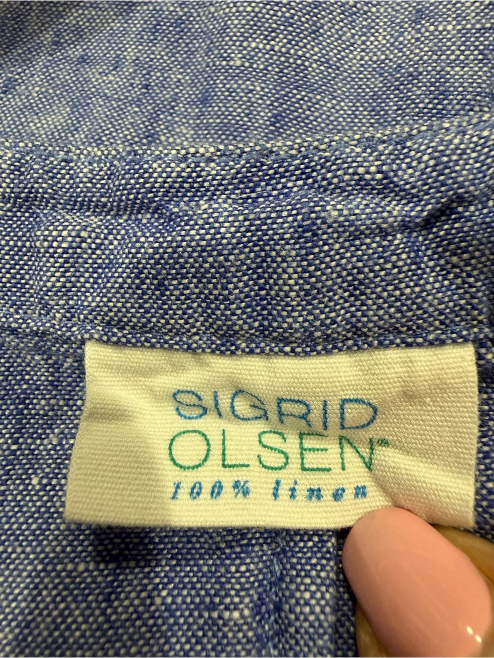 Sigrid Olsen Blue Knee Length Sleeveless 100% Linen V Neck
Shift Dress Sz M - Picture 4 of 10